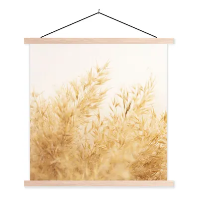 Produktbild von MuchoWow® Textilposter Pampasgras - Sonne - Gras 60x60 cm mit holzfarbenen Rahmen - Wanddekoration