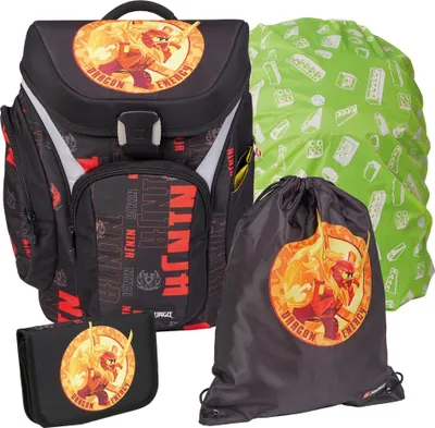 Produktbild von Lego Ninjago Schulranzen EXPLORER PREMIUM 4tlg. Set mit Federmappe und Turnbeutel Dragon Energy