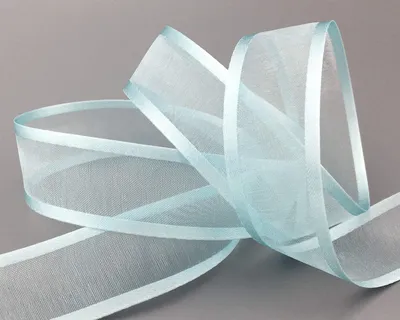 Chiffonband mit Satinrand, 25 m x 25 mm, hellblau, glänzend