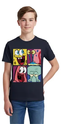 Produktbild von Spreadshirt SpongeBob Schwammkopf Patrick Gary Thaddäus Teenager Premium T-Shirt, 158/164 (12 Jahre), Navy