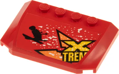 Produktbild von 1x Lego Motorhaube 4x6 2/3 rot Sticker Xtreme orange gelb Auto Dach 52031pb154