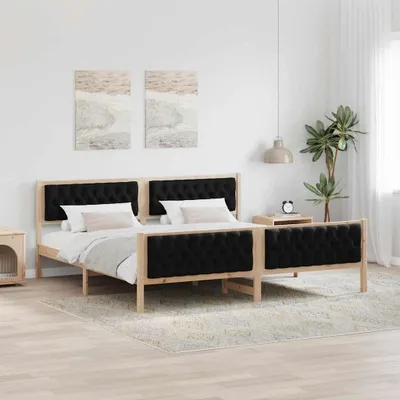 Obrázek produktu pro Maison Exclusive – rám postele černý 200 x 200 cm Masivní borové dřevo