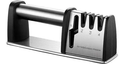 Immagine prodotto di Affilatrice manuale 4 in 1, per coltelli da cucina, coltelli in acciaio e forbici.