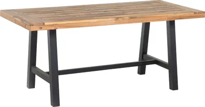 Obrázok produktu pre BELIANI Záhradný jedálenský stôl čierna svetlé akáciové drevo 170 x 80 cm pre 6 osôb odolnosť voči UV žiareniu rustikálny boho štýl interiér exteriér