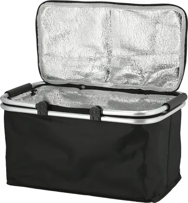 Produktbild von Einkaufskorb 30 Liter schwarz mit Kühlfunktion - 48 x 24 cm - Thermo Einkaufstasche mit zwei Griffen - Thermotasche Kühltasche Picknickkorb Tragekorb