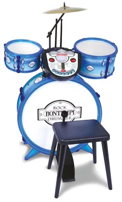Elektronisches Drumset mit Licht & Sound, 7 Rhythmen, Blau