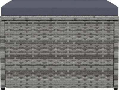 Produktbild von vidaXL Outdoor-Fußhocker mit Kissen Grau Polyrattan