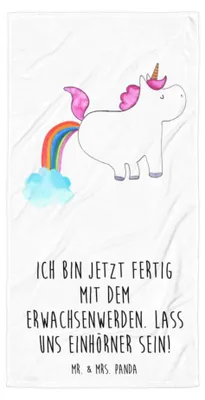Produktbild von Mr. & Mrs. Panda Strandtuch Einhorn Pupsen - Weiß - Geschenk, Regenbogen, Lustig, Unicorn, Spaß, Strandlaken, Duschhandtuch, Freundin, Handtuch, Badelaken, Badehandtuch