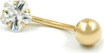 Produktbild von Piercing, Kugel und weiße Zirkonia, 585 Gold Gelbgold