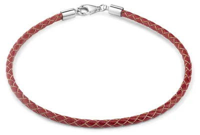 Image de MATERIA by Matthias Wagner Bracelet en cuir homme femme rouge avec mousqueton 18-22cm A57