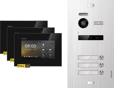 Produktbild von BALTER EVO HD Silber Video Türsprechanlage Set 3 Teilnehmer 3x 7" Monitor Schwarz