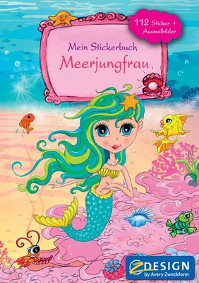 Produktbild von AVERY Zweckform 57796 Kinder Stickerbuch Meerjungfrau mit 112 Stickern, 5 Spielwelten und 2 Ausmalbildern (Spielbuch für Kinder, Mädchen, gestaltete Papierseiten, A5, Meerjungfrauen, Kindergeburtstag)