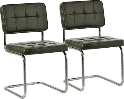 Image de Lot de 2 chaises cantilever en simili vert kaki MARIA