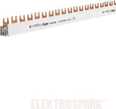Productafbeelding van Hager fasebalk, 3-polig, type KDN363B, met vorkaansluiting, 10 qmm, 63A, 57 modules