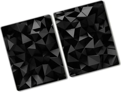 Produktbild von Tulup Glas Herdabdeckplatte - 2x40x52 cm - Glaskeramikkochfeld-Abdeckung Spritzschutz Glasabdeckplatte Kochplattenabdeckung und Schneidebrett - Zweiteilig - Kunst: modern & klassisch - 3D-Abstraktion - Schwarz