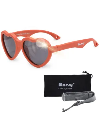 Produktbild von Maesy Baby Sonnenbrille 0-2 Jahre - Flexibel biegbar - Gummiband - Polarisierter UV400 Schutz - Jungen und Mädchen - Herz - Maes - Terrakotta
