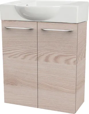 Produktbild von Fackelmann SBC B. CLEVER Gäste WC Set 2-teilig 55 cm, Braun hell, 2 Türen, Keramik Hahnloch links