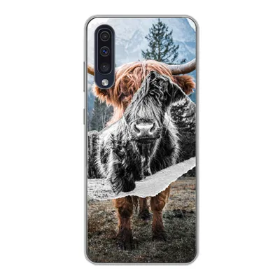 Produktbild von MuchoWow® Handyhülle Schutzhülle Hülle für Samsung Galaxy A30s Schottischer Highlander - Kuh - Tiere Silikon Softcase Handy Hülle - Karteninhaber