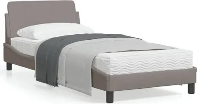 Produktbild von Bettgestell mit Kopfteil Taupe 90x200 cm Stoff 373109