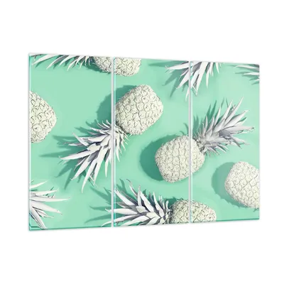 Produktbild von Bilder auf glas - Ananas Obst Saft - 165x110cm - Glasbilder - Wandbilder - Kunstdruck - zum Aufhängen bereit - Wanddekoration aus Glas - Glas Bilder - Wandbild auf Glas - 3 Teile - GCE165x110-4040