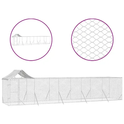 Produktbild von Outdoor-Hundezwinger mit Dach Silbern 10x2x2,5 m Stahl Verzinkt
