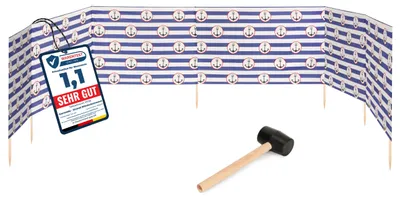 Produktbild von Garronda Strand Windschutz Sichtschutz 8m lang plus Gummihammer GAEX001 (Streifen/Anker-2, 8 m)