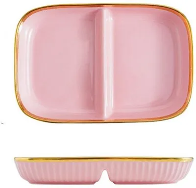 Image de Assiettes de service en céramique à deux compartiments, en porcelaine, 23,8 cm