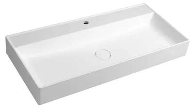 Image de Lavabo Sapho TWIG en marbre moulé avec cache-vidage, 100 x 47 cm, blanc