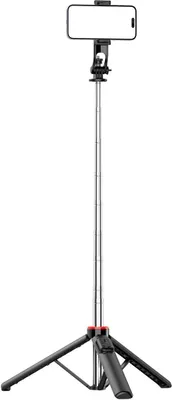 Produktbild von Selfie-Stick mit Stativ und Dualbeleuchtung – 1,75m – Schwarz KP36449
