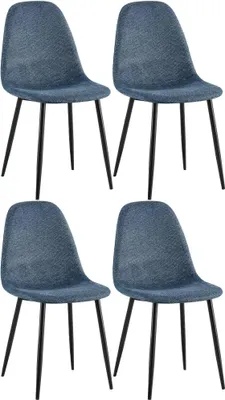 Produktbild von CLP 4er Set Esszimmerstühle Napier gepolstert bis 150 kg belastbar dunkelblau Material Stoff