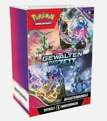 Produktbild von Pokémon-Sammelkartenspiel: Boosterbundle Karmesin & Purpur Gewalten der Zeit (6 Boosterpacks)