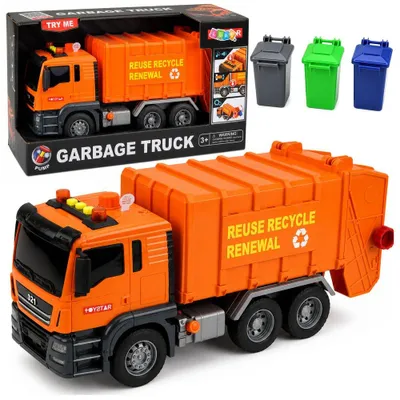 Productafbeelding van Vuilniswagen, vuilnisbakken, lichtjes, geluiden, oranje