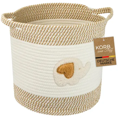 Aufbewahrungskorb aus Baumwolle, Elefant, HMF 39020-30CM-ELE, 30,5 x 30,5 cm
