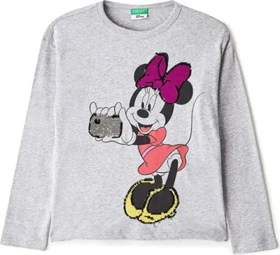 Obrázek produktu pro Benetton x Disney dívčí bavlněné tričko s dlouhým rukávem šedé 170