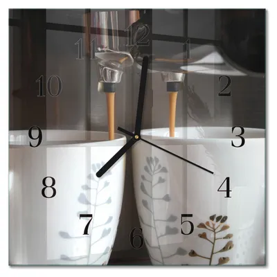 Produktbild von Tulup Glasuhr Wanduhr Küchenuhr Echt-Glas 30x30 cm Modern Dekorativ Geräuschlos Schwarzen Zeigern - Kaffeemaschine