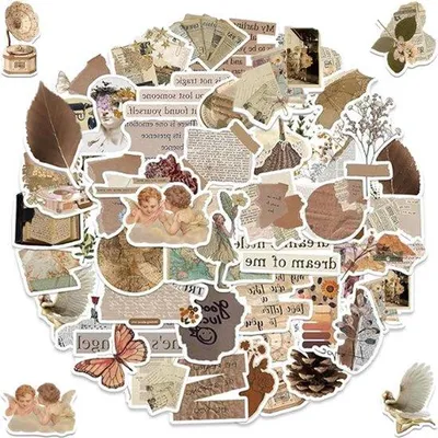 Immagine prodotto di Adesivi vintage Jumadas – 52 pezzi – Ideali per bullet journal – Citazioni retrò e ispiratrici – Impermeabili, con motivi naturali e retrò – Perfetti per laptop, bullet journal e album fotografici