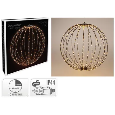 Image de Décoration LED Bal 40 cm, 240 LED, lumière blanche chaude, couleur noire
