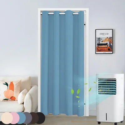 Produktbild von Türvorhang Blickdicht Thermo Ösen Vorhang Kälteschutz Gardine Raumteiler-Vorhänge für Wohnzimmer Kinderzimmer, Blau, B86xH203cm