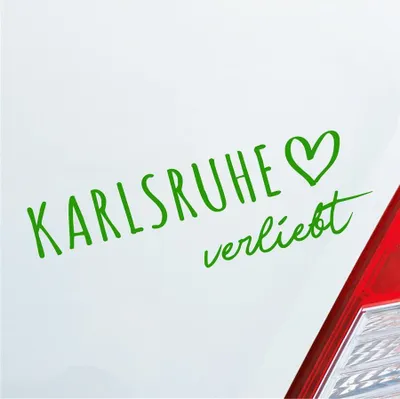 Produktbild von Auto Aufkleber Karlsruhe verliebt Herz Stadt Heimat Liebe Car 19x6 cm Hellgrün Sticker Heckscheibenaufkleber