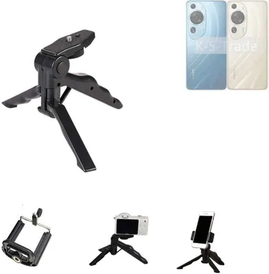 Produktbild von K-S-Trade Stativ Tisch-Ständer Dreibein Handy-Stativ Ständer kompatibel mit Huawei P60 Pro Mini-Stativ Smartphone Tripod Handy-Stativ aus Plastik