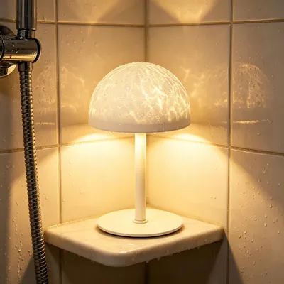 Productafbeelding van LED badlamp voor badkuip, waterdicht - Nordlicht, kristaloptiek, tafellamp, draadloos, dimbaar met aanraakbediening, wellness, decoratie voor badkamer, tuin, buiten, cadeau