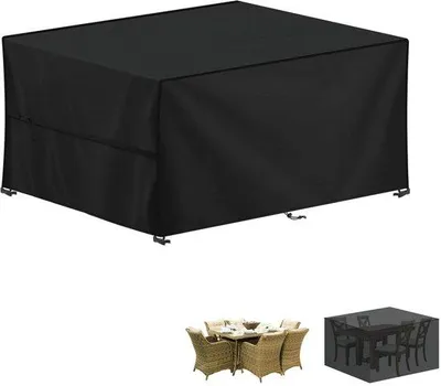 Image de Housse de protection imperméable pour meubles de jardin – tissu Oxford 420D avec revêtementPolyuréthanerenforcé, forme rectangulaire, dimensions 140 x 80 x 75 cm, résistante au vent et aux déchirures