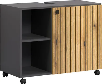 Produktbild von trendteam Bad Waschbeckenunterschrank Pure Bliss Evoke Eiche/Anthrazit Melamin B/H/T ca. 80/64/42 cm