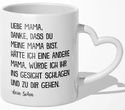 Produktbild von 22Feels Mama Geschenk von Sohn Muttertag Geburtstag Mutter Tasse Weihnachten Kaffeetasse Frauen Beste Eltern (Herzhenkel Weiss)