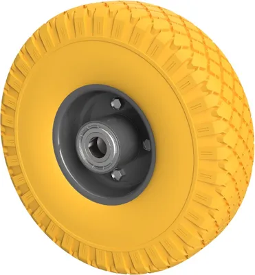 Produktbild von 1 x PolyurethanRad Ø 260 mm 3.00-4 Kugellager Sackkarren Bollerwagen Ersatzrad PANNENSICHER, gelb/grau