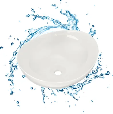 Produktbild von Aufsatzwaschbecken Oval Waschbecken Weiß ohne Hahnloch 40 cm