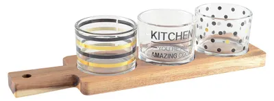 Produktbild von Aperitif-Set mit 3 Gläsern und Holztablett, 29,5 x 8 x 6,1 cm