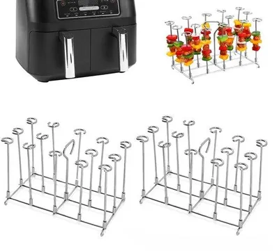 Immagine prodotto di Set di accessori in acciaio inossidabile – confezione da 2 – per friggitrici ad aria MAX – supporto per spiedini – per friggitrici ad aria