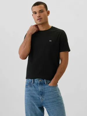 Produktbild von GAP Herren T-Shirt Schwarz mit Logo Rundhals Kurzarm Größe XXL aus Baumwollmischung
