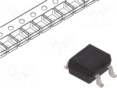 Obrázok produktu pre 3x Jednofázový usmerňovač: If: 0,8A, Umax: 100V, Ifsm: 30A, H-T, jednofázový